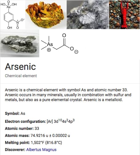 Arsenic organic complexes molecules
