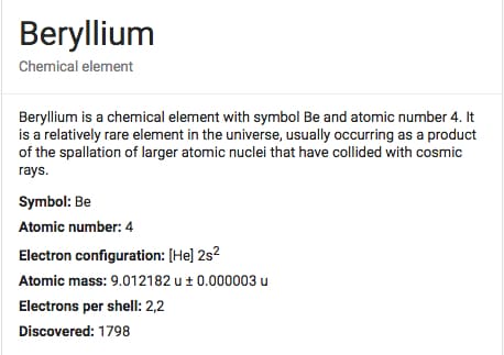 Beryllium molecule