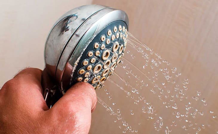 hard water on shower head