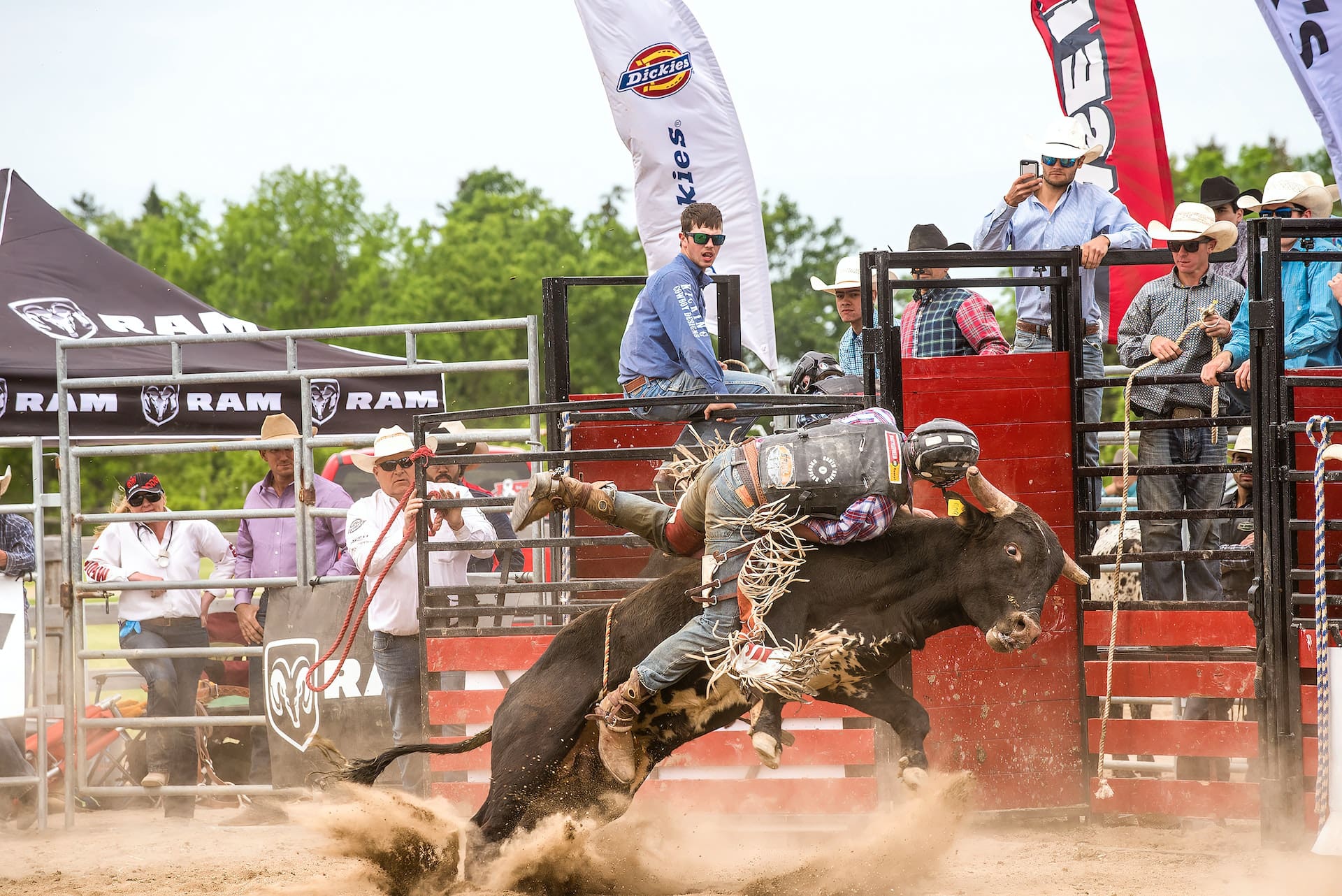 A lively image capturing the vibrant atmosphere of the annual San Angelo Stock Show & Rodeo, with rodeo performers, bull riding, and enthusiastic spectators, symbolizing San Angelo's rich Western heritage and community events.